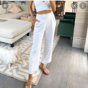Abercrombie and Fitch White Linen Pants | M